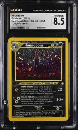 2001 Pokemon Houndoom 1st Edition Neo Revelation 8/64 Rare Double Holo Error PSA - Image 1