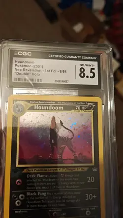 2001 Pokemon Houndoom 1st Edition Neo Revelation 8/64 Rare Double Holo Error PSA - Image 2