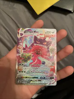 Gengar VMAX 320HP Single Strike Fear And Panic Gold Foil Fan Art Pokemon Card - Image 2