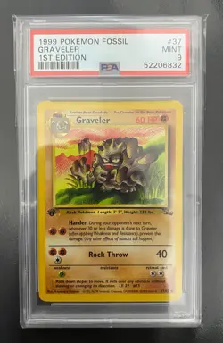 Graveler 37/62 1st Edition PSA 9 1999 Fossil | MINT | Pokemon Trading Card TCG - Image 1