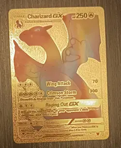 Pokemon Gold Foil Fan Art Card CHARIZARD GX 250HP 150/147 Rainbow - Image 1