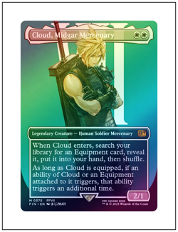 1x Cloud, Midgar Mercenary, Borderless Art Foil 0375, Final Fantasy Magic MTG NM - Image 1