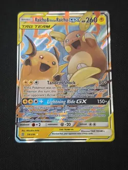 Raichu & Alolan Raichu GX 54/236 Sm-Unified Minds Holo Pokemon TCG Near Mint - Image 1