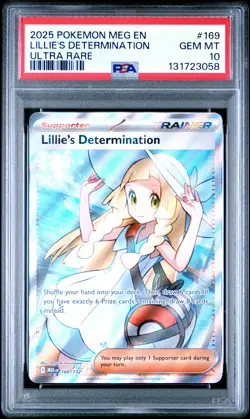 2025 POKEMON MEG EN-MEGA EVOLUTION ULTRA RARE #169 LILLIE'S DETERMINATION PSA 10 - Image 1