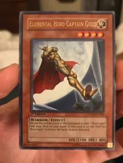 Yu-Gi-Oh Elemental Hero Captain Gold FOTB 1st Edition Ultra Rare NM - Image 1