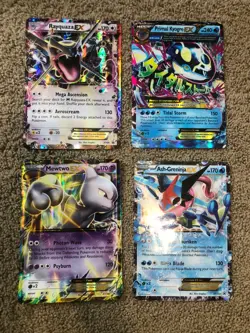 Jumbo Pokemon Card Lot - 4 cards. Rayquaza, Mewtwo, Primal Kyogre, Ash-Greninja. - Image 1