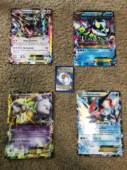 Jumbo Pokemon Card Lot - 4 cards. Rayquaza, Mewtwo, Primal Kyogre, Ash-Greninja. - Image 2
