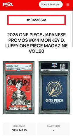 PSA10 One Piece Magazine Vol.20 Promo Monkey D Luffy ST21-014 Japanese card jp - Image 3