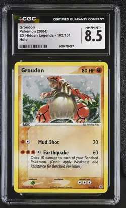 CGC 8.5 Groudon 2004 EX Hidden Legends 102/101 Holo Pokemon Card - Image 1