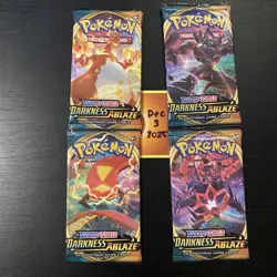 POKEMON DARKNESS ABLAZE - 4x Booster Packs - Art Set - Factory Sealed - TCG - Image 1