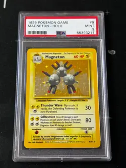 Pokemon Magneton Base Set Shadowless Holo Rare #9 PSA 9 Mint - Image 1