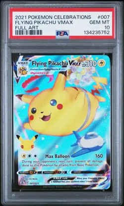 2021 POKEMON CELEBRATIONS #007 FULL ART/FLYING PIKACHU VMAX PSA 10 - Image 1