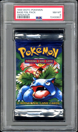 1999 Pokemon Venusaur Base Set Booster Foil Pack WOTC PSA 8 Sealed Mint RARE - Image 1