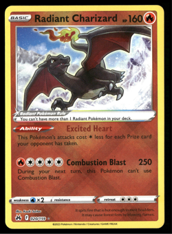 ✅✅Pokemon Radiant Charizard 020/159 - Radiant Rare Crown Zenith TCG ✅ NM✅RBAN✅✅ - Image 1