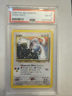 2000 LUGIA HOLO RARE NEO GENESIS POKEMON TCG PSA 8 NEAR MINT-MINT #9/111 - Image 1