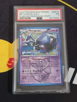 2013 Pokemon B&W Promo Metagross Holo Plasma Freeze Prerelease Staff #BW75 PSA 7 - Image 1