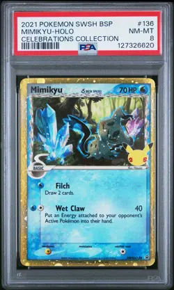 2021 POKEMON SWSH BLACK STAR PROMO CELEBRATIONS COLL #136 MIMIKYU-HOLO PSA 8 - Image 1