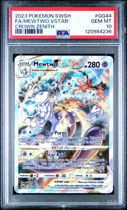 2023 POKEMON SWORD & SHIELD CROWN ZENITH #GG44 FULL ART/MEWTWO VSTAR PSA 10 - Image 1