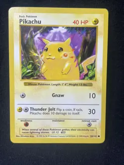 Shadowless Pikachu 58/102 Base Set RED CHEEKS Rare 1999 Vintage Pokemon Card - Image 1