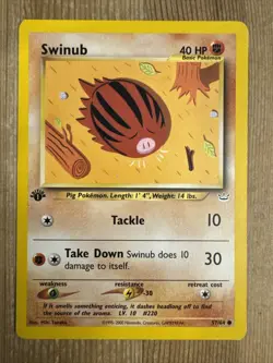 Swinub - 57/64 - 1st Edition Neo Revelation Set - Pokemon Card - LP - Image 1