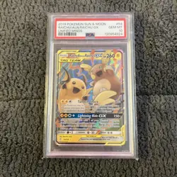 2019 Pokemon Sun & Moon Unified Minds Raichu & Alolan Raichu GX #54 PSA 10 - Image 1
