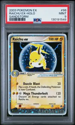 2003 POKEMON EX SANDSTORM #98 RAICHU EX-HOLO PSA 9 - Image 1