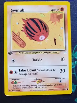 Swinub 1st Edition 57/64 Common Neo Revelation Pokemon Vintage WOTC MP/HP 2001 - Image 2