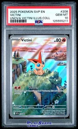 Pokemon Card PSA 10 Victini SVP208 #208 Promo Illustration Rare IR 2025 #2 - Image 1