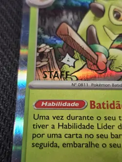 Portuguese Thwackey SVP 115 STAFF Prerelease Promo Twilight Masquerade Pokemon - Image 2