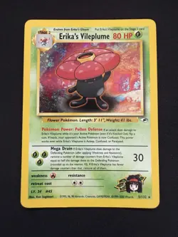 Pokemon TCG Erika's Vileplume Gym Heroes Holo Card 5/132 LP/MP - Image 1