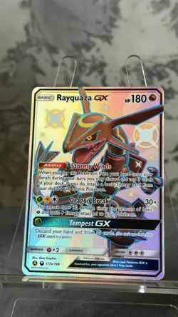Rayquaza GX 177A/168 Hidden Fates Shiny Full Art Promo Pokemon - STANDARD SIZE - Image 1