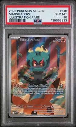 2025 Pokemon Mega Evolutions Marshadow Illustration Rare #146 PSA 10 - Image 1
