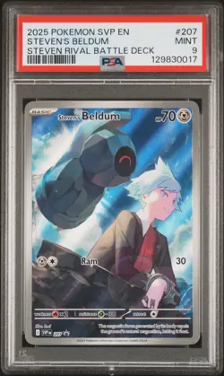 2025 POKEMON SVP EN-SV BLACK STAR PROMO #207 STEVEN'S BELDUM PSA 9 - Image 1