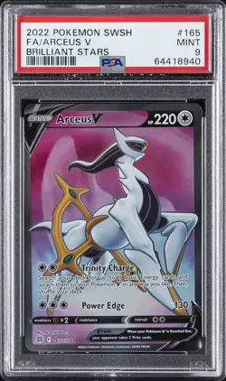 2022 POKEMON SWORD & SHIELD BRILLIANT STARS #165 FULL ART/ARCEUS V PSA 9 - Image 1