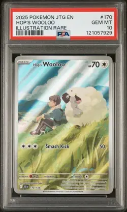 2025 Pokemon JTG EN Journey Hop's Wooloo Illustration Rare #170/159 PSA 10 - Image 1