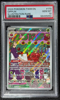 2024 POKEMON TWM EN-TWILIGHT MASQUERADE ILLUSTRATION RARE #170 DIPPLIN PSA 10 - Image 1