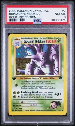2000 Pokemon Gym Challenge 7 Giovanni's Nidoking Holo 1st Edition PSA 8 Nm Mt - Image 1