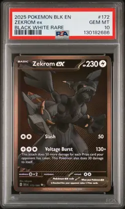 2025 POKEMON BLK EN-BLACK BOLT BLACK WHITE RARE #172 ZEKROM EX PSA 10 - Image 1