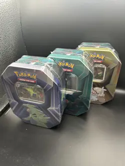 Pokemon TCG 2024 Triple Whammy Tin Set of Darkrai, Tyranitar, & Slaking - Image 1