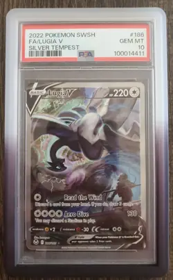 PSA 10 POKEMON LUGIA V SWORD & SHIELD 2022 SILVER TEMPEST #186 FULL ART - Image 1
