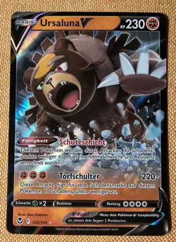 Pokemon TCG Ursaluna V 102/195 Silberne Sturmwinde Holo Rare Deutsch NM - Image 1