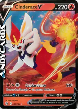 CINDERACE V 043/264 • Rara Holo • Colpo Fusione SWSH8 POKEMON ITALIANO - Image 1