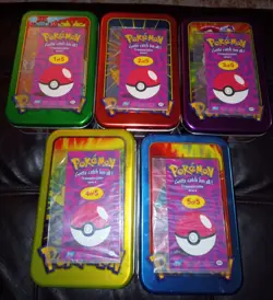 2000 Topps Pokemon TV Animation Edition Tin Toppers Full Set With All 5 Tins - Image 2