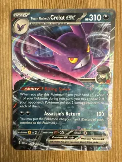 Team Rocket's Crobat ex 122/182 Double Rare - Pokemon Destined Rivals NM - Image 1