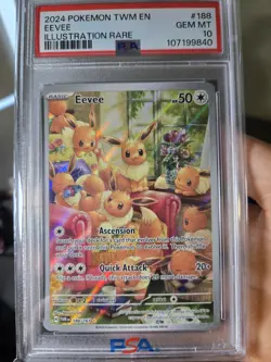 Pokemon TCG Eevee 188/167 Twilight Masquerade IR PSA 10 - Image 1