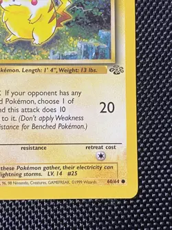Pokemon Pikachu #60/64 From 1st Edition Jungle Set 1999 (Near Mint Condition)! - Image 4