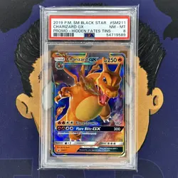 PSA 8 NEAR MINT 2019 Pokemon Hidden Fates CHARIZARD GX SM211 Tin Promo - Image 2