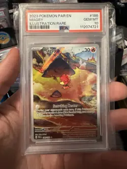 2023 POKEMON PAR EN-PARADOX RIFT ILLUSTRATION RARE #186 MAGBY PSA 10 - Image 1