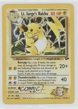 Lt Surge's Raichu Holo Pokemon Gym Challenge #11 2000 - Image 1