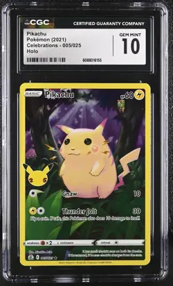 CGC 10 GEM MINT Pikachu 2021 Celebrations 005/025 Holo Pokemon Card - Image 1